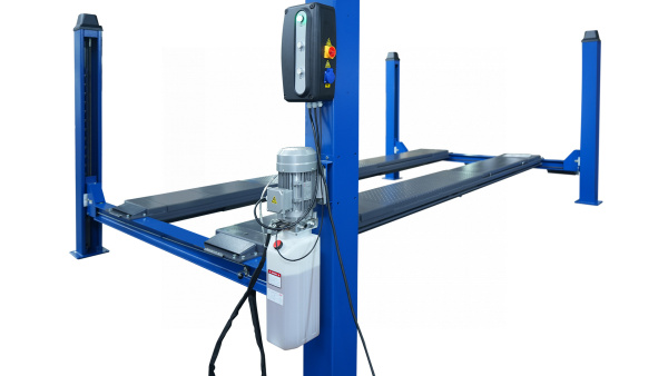 Подъемник четырехстоечный 5 т, с ручной траверсой 2 т N423, для сход-развала, мех. снятие, синий 4450_MB(M2)