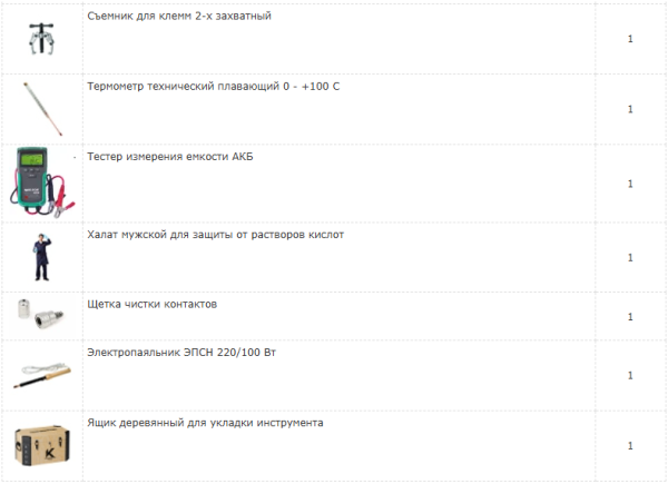 Комплект аккумуляторщика КА-301