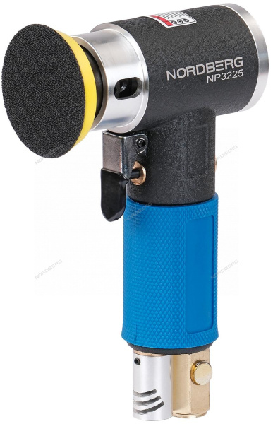 Пневмошлифмашинка угловая орбитальная, эксцентрик, в комплекте с насадками, диам. 25, 50, 75 мм NP3225K